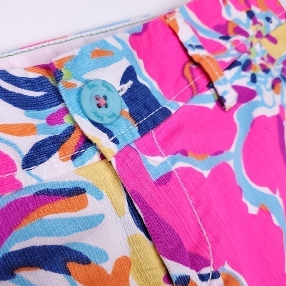 Lilly Pulitzer The Callahan Pink Yellow White Floral Cotton Shorts Size 0 - Picture 8 of 11